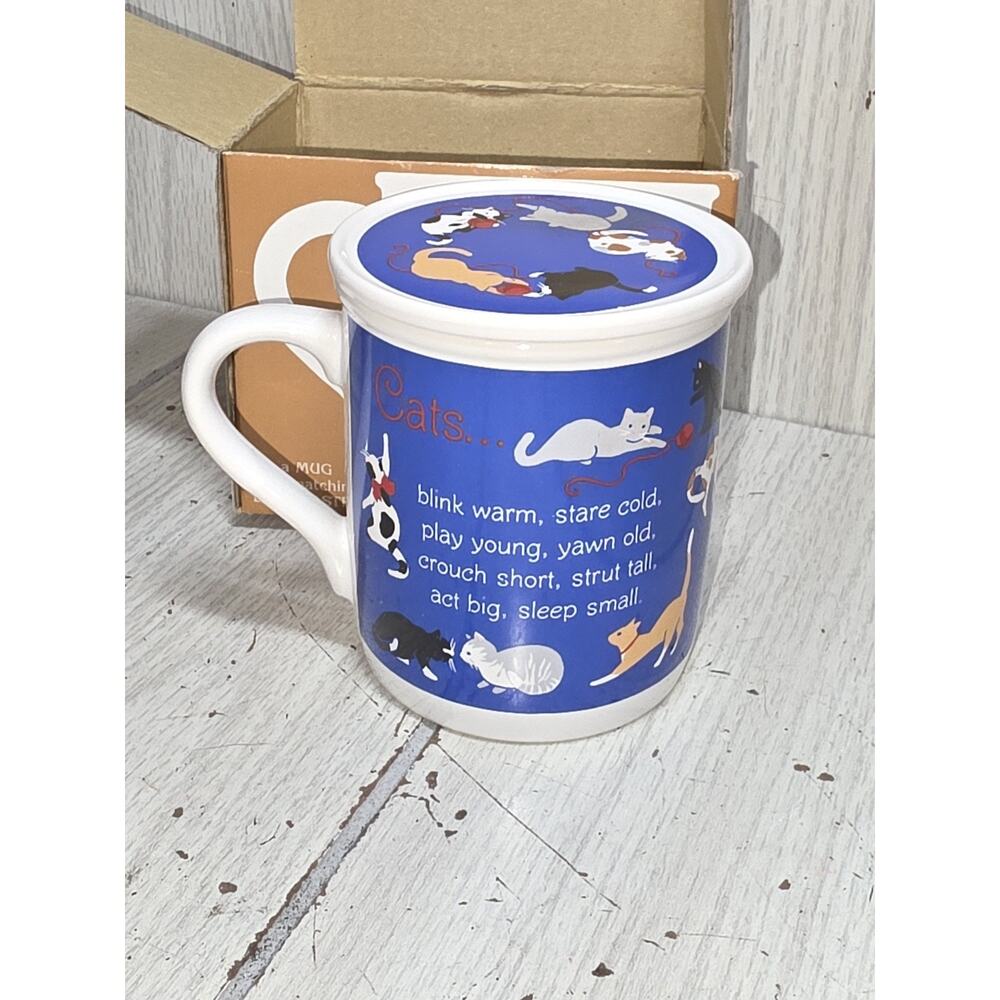 Vintage 1987 Hallmark Mug Mates Kitty Cats Poem Mug W/Lid Coffee Cup Tea NIB
